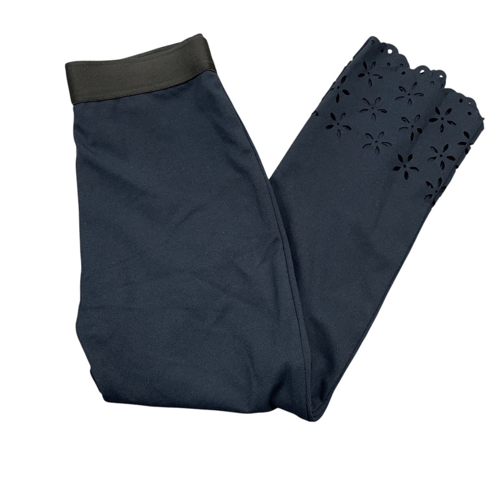 Bailey 44 XS Navy Elastic Waist‎ Lace Cut Out Leg Leggings Rayon Blend